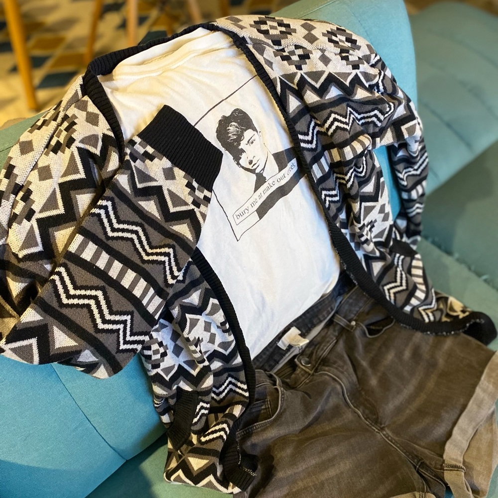 Boho Patterned Black & White DIVIDED H&M Cardigan